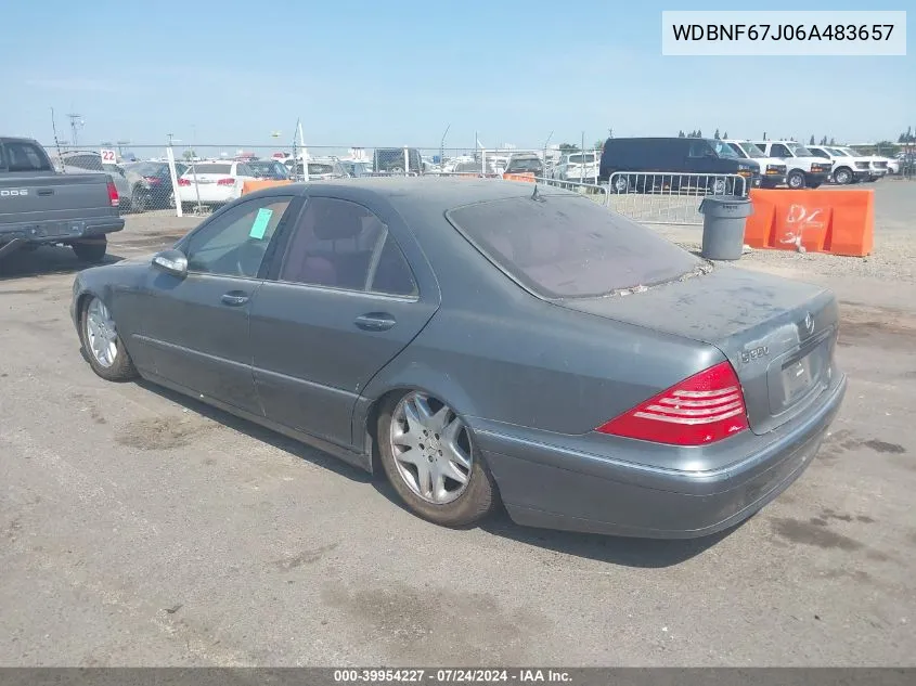 2006 Mercedes-Benz S 350 VIN: WDBNF67J06A483657 Lot: 39954227