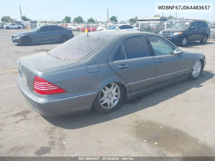 2006 Mercedes-Benz S 350 VIN: WDBNF67J06A483657 Lot: 39954227