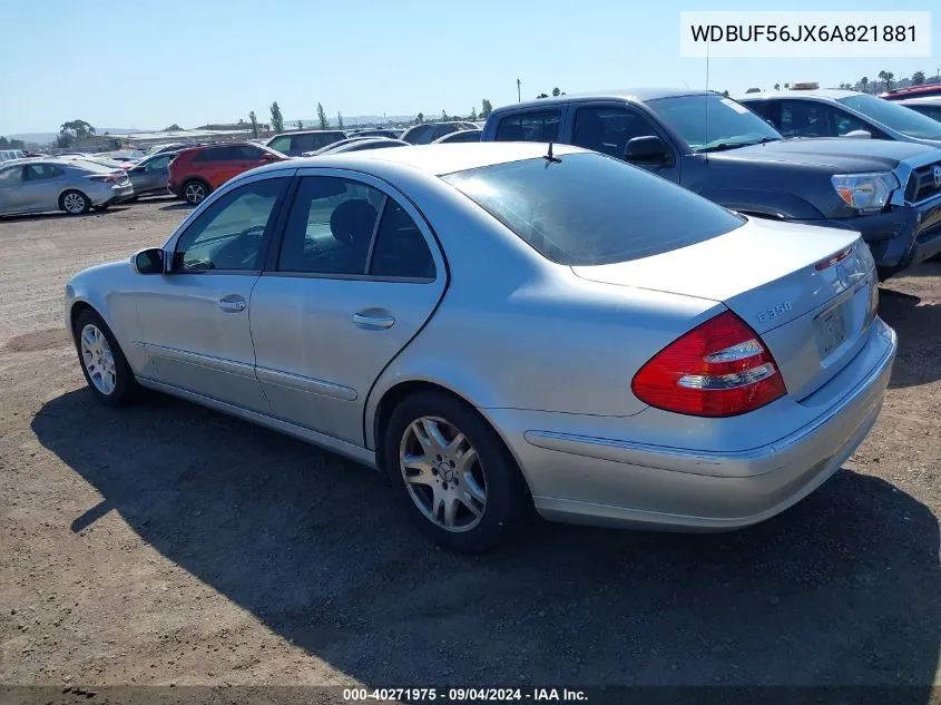 2006 Mercedes-Benz E 350 VIN: WDBUF56JX6A821881 Lot: 40271975