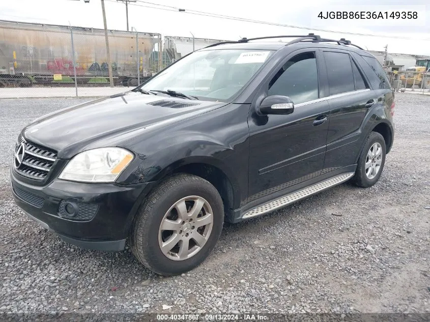 2006 Mercedes-Benz Ml 350 4Matic VIN: 4JGBB86E36A149358 Lot: 40347867