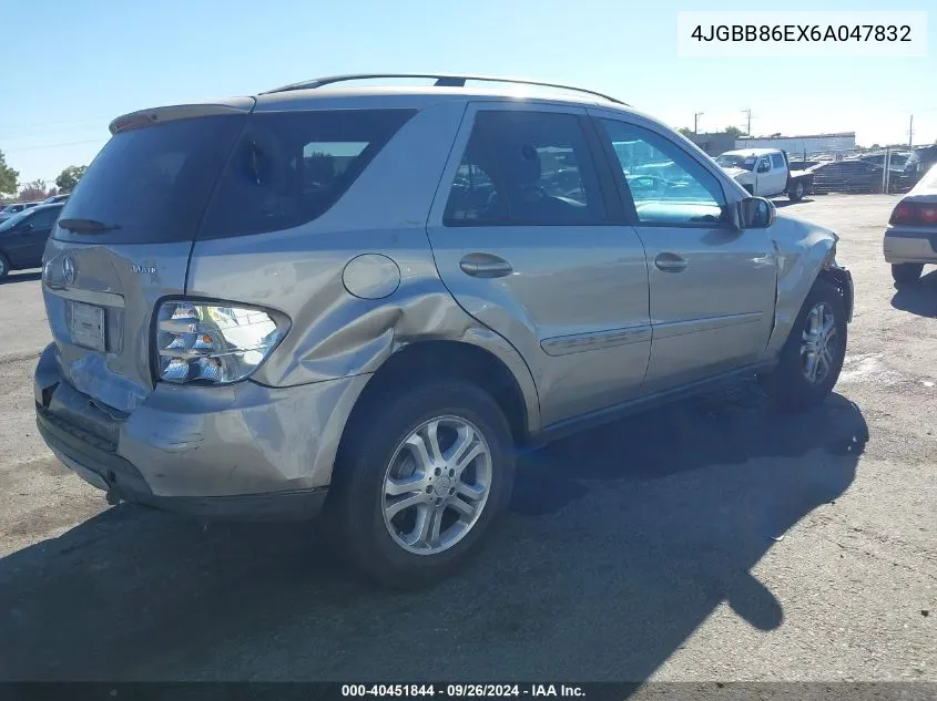 2006 Mercedes-Benz Ml 350 4Matic VIN: 4JGBB86EX6A047832 Lot: 40451844