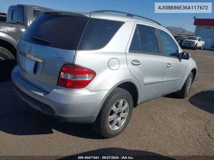 2006 Mercedes-Benz Ml 350 4Matic VIN: 4JGBB86E36A117672 Lot: 40471041