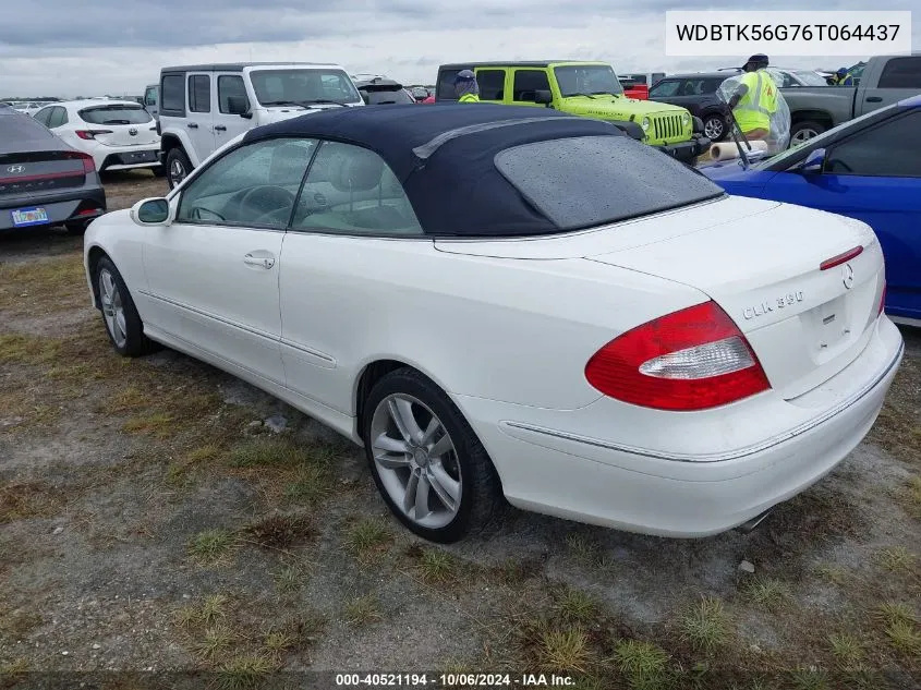 2006 Mercedes-Benz Clk 350 VIN: WDBTK56G76T064437 Lot: 40521194