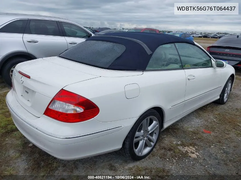 2006 Mercedes-Benz Clk 350 VIN: WDBTK56G76T064437 Lot: 40521194