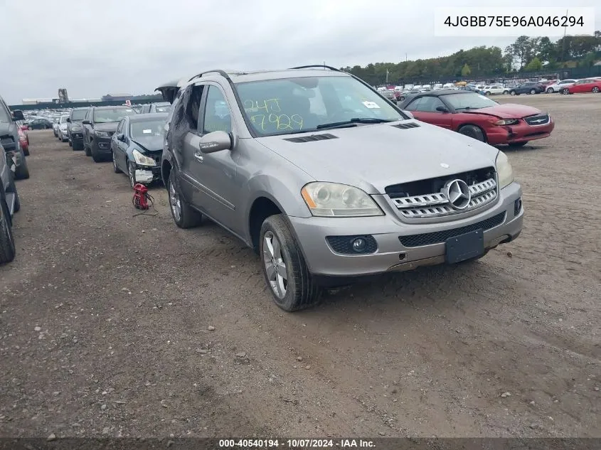 2006 Mercedes-Benz Ml 500 4Matic VIN: 4JGBB75E96A046294 Lot: 40540194