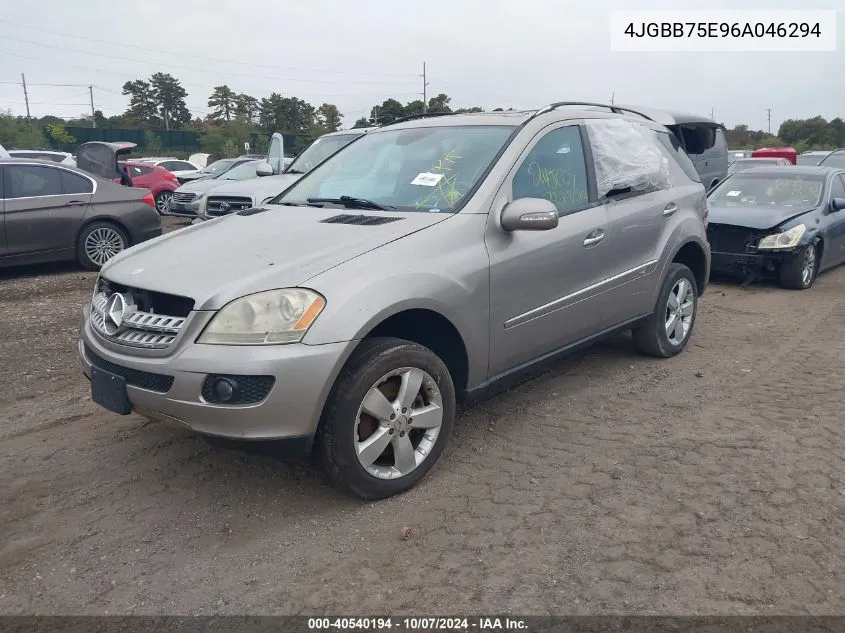 2006 Mercedes-Benz Ml 500 4Matic VIN: 4JGBB75E96A046294 Lot: 40540194