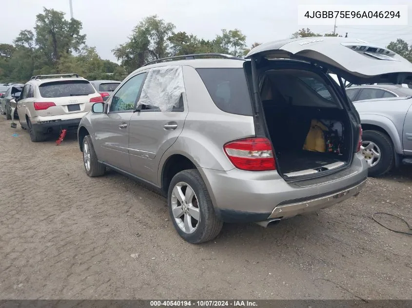 2006 Mercedes-Benz Ml 500 4Matic VIN: 4JGBB75E96A046294 Lot: 40540194