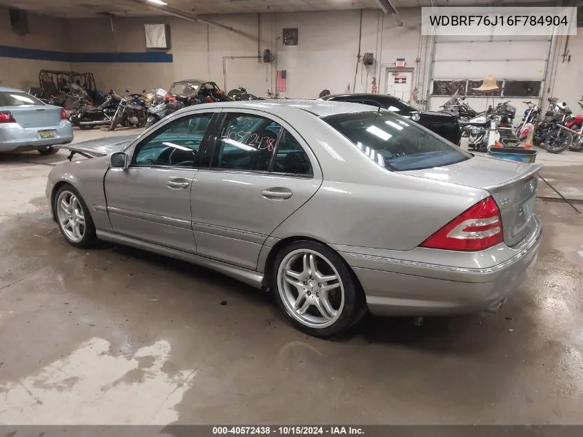 2006 Mercedes-Benz C 55 Amg VIN: WDBRF76J16F784904 Lot: 40572438