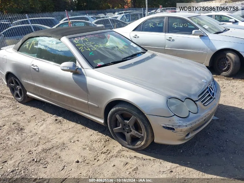 2006 Mercedes-Benz Clk 500 VIN: WDBTK75G86T066758 Lot: 40625536