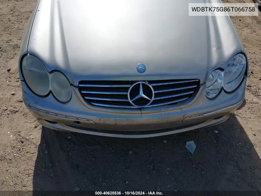 2006 Mercedes-Benz Clk 500 VIN: WDBTK75G86T066758 Lot: 40625536