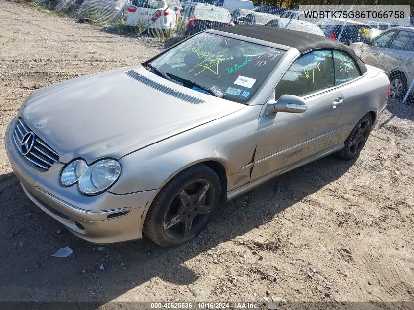 2006 Mercedes-Benz Clk 500 VIN: WDBTK75G86T066758 Lot: 40625536