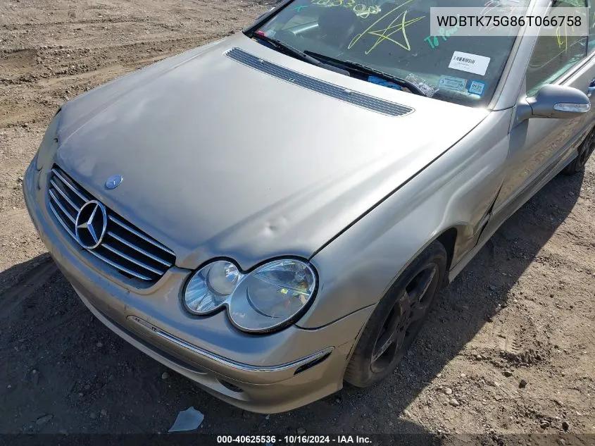 2006 Mercedes-Benz Clk 500 VIN: WDBTK75G86T066758 Lot: 40625536