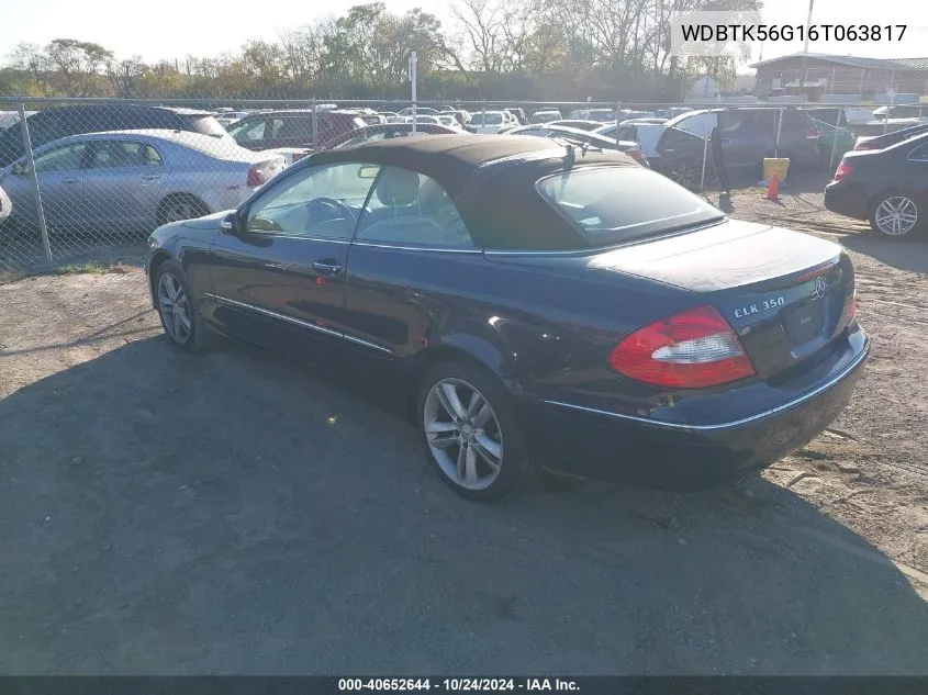 2006 Mercedes-Benz Clk 350 VIN: WDBTK56G16T063817 Lot: 40652644