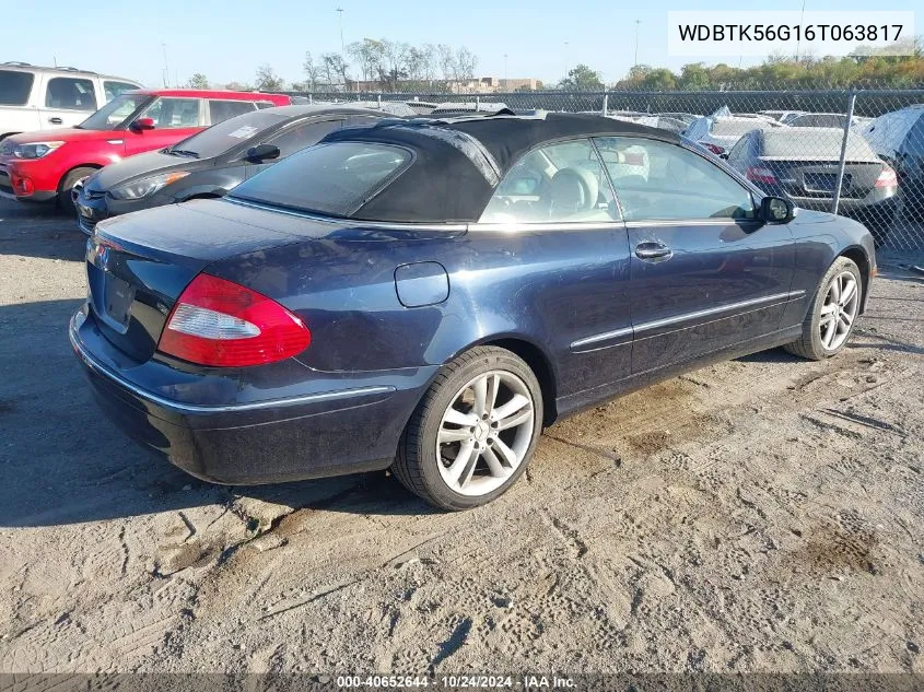 2006 Mercedes-Benz Clk 350 VIN: WDBTK56G16T063817 Lot: 40652644