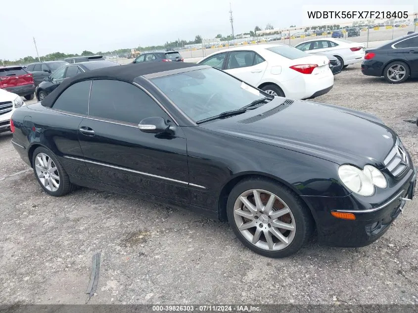 2007 Mercedes-Benz Clk 350 VIN: WDBTK56FX7F218405 Lot: 39826303