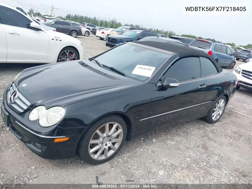 2007 Mercedes-Benz Clk 350 VIN: WDBTK56FX7F218405 Lot: 39826303