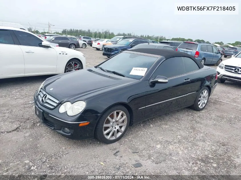 2007 Mercedes-Benz Clk 350 VIN: WDBTK56FX7F218405 Lot: 39826303