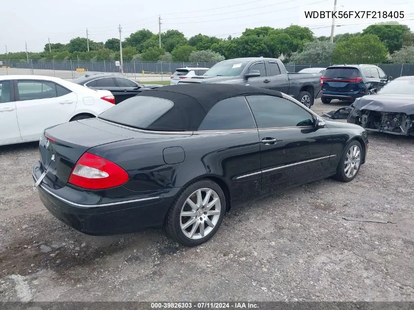 2007 Mercedes-Benz Clk 350 VIN: WDBTK56FX7F218405 Lot: 39826303