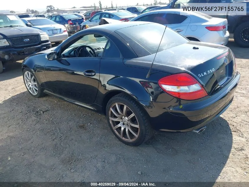 2007 Mercedes-Benz Slk 350 VIN: WDBWK56F27F155765 Lot: 40259029