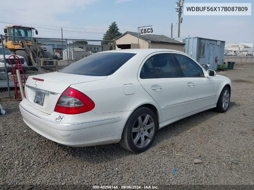 2007 Mercedes-Benz E 350 VIN: WDBUF56X17B087809 Lot: 40298144