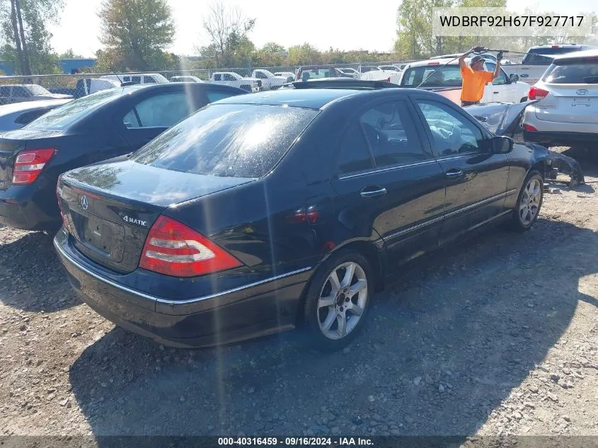 2007 Mercedes-Benz C 280 Luxury 4Matic VIN: WDBRF92H67F927717 Lot: 40316459