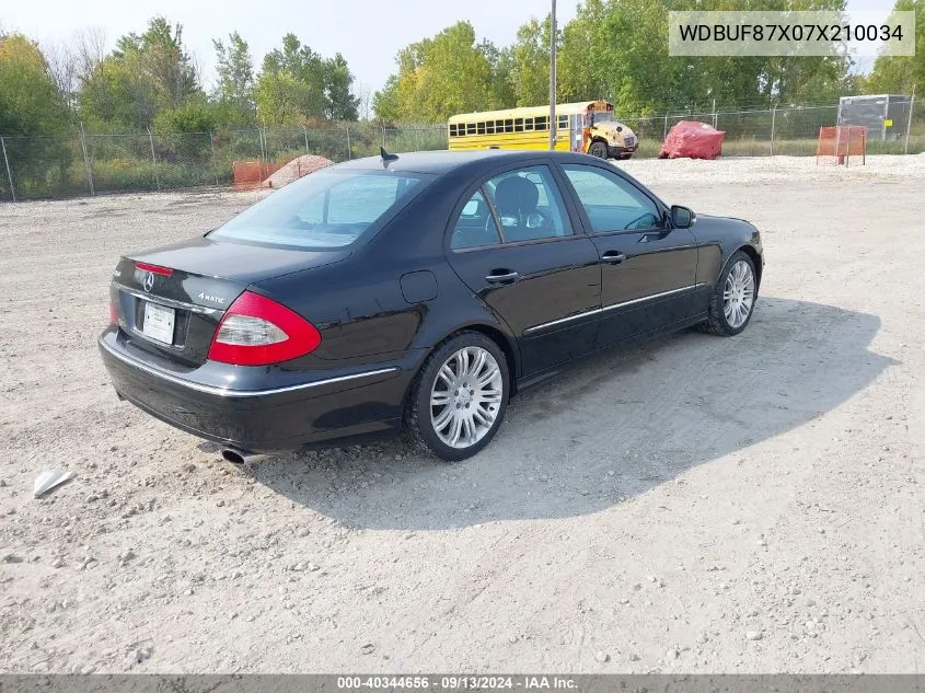 2007 Mercedes-Benz E 350 4Matic VIN: WDBUF87X07X210034 Lot: 40344656