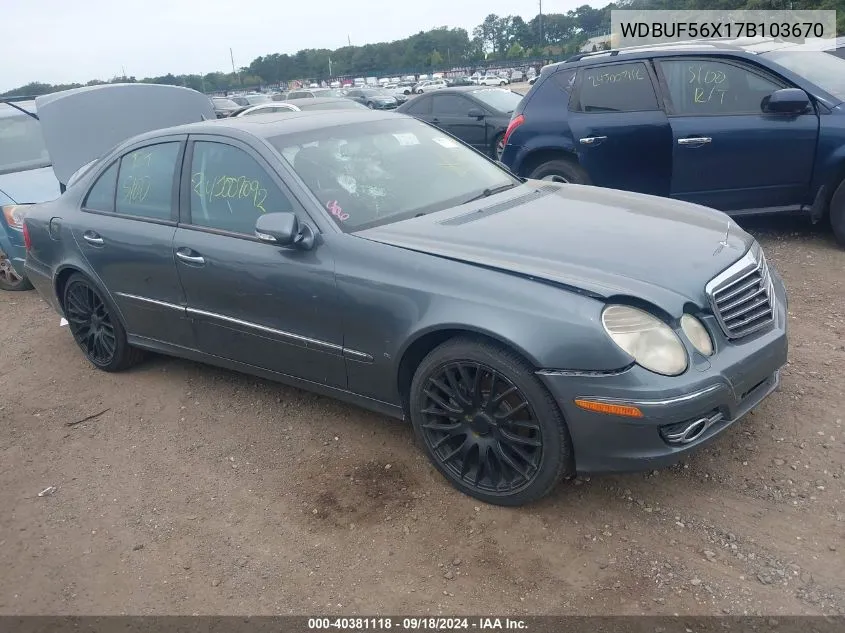 2007 Mercedes-Benz E 350 VIN: WDBUF56X17B103670 Lot: 40381118