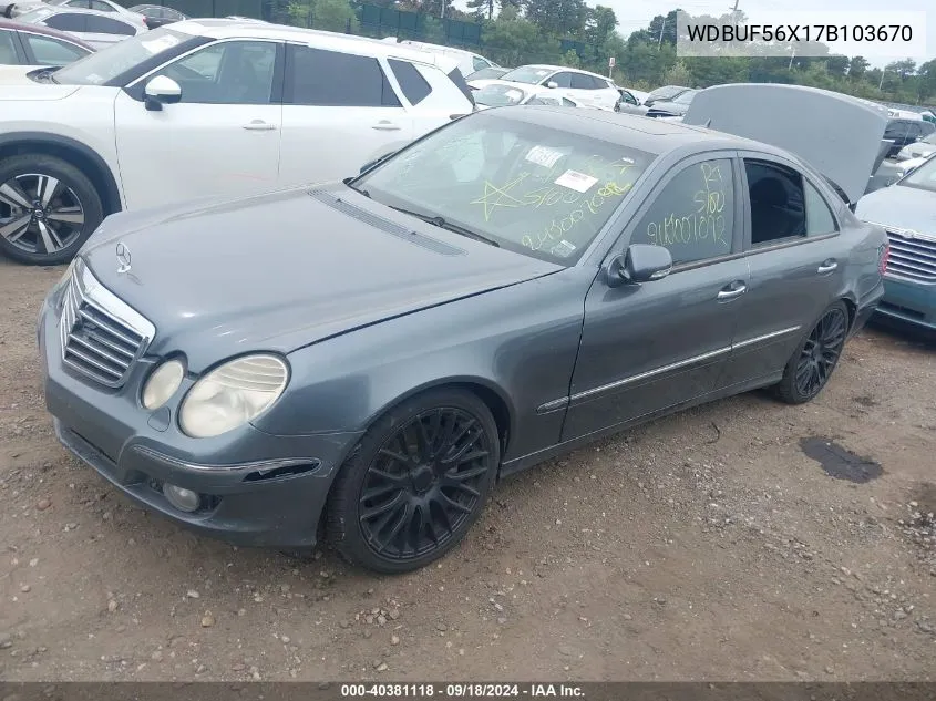 2007 Mercedes-Benz E 350 VIN: WDBUF56X17B103670 Lot: 40381118