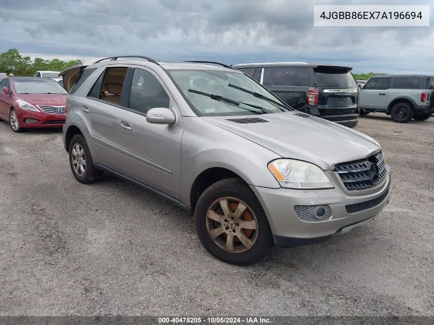 2007 Mercedes-Benz Ml 350 4Matic VIN: 4JGBB86EX7A196694 Lot: 40478205