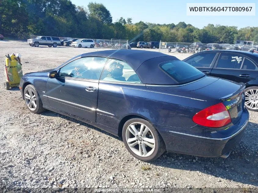 2007 Mercedes-Benz Clk 350 VIN: WDBTK56G47T080967 Lot: 40543687