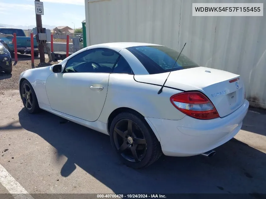 2007 Mercedes-Benz Slk 280 VIN: WDBWK54F57F155455 Lot: 40700428