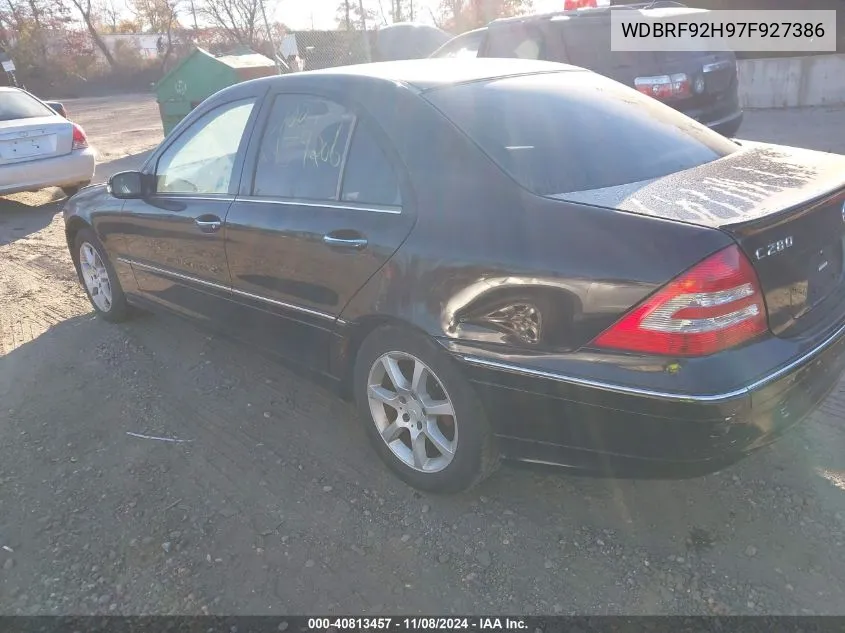 2007 Mercedes-Benz C 280 Luxury 4Matic VIN: WDBRF92H97F927386 Lot: 40813457