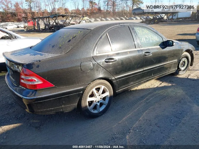 2007 Mercedes-Benz C 280 Luxury 4Matic VIN: WDBRF92H97F927386 Lot: 40813457