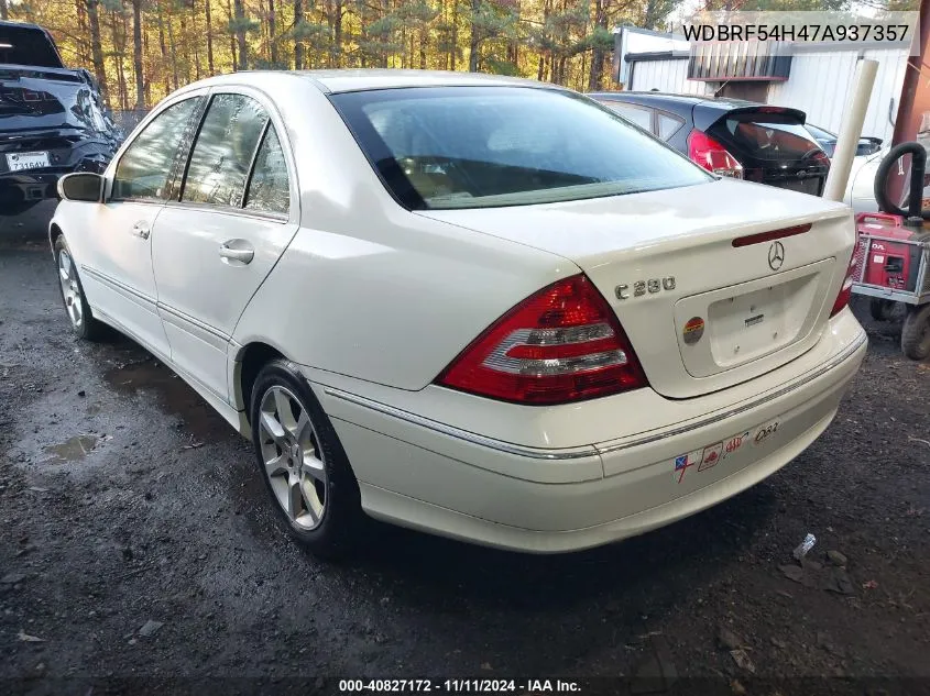 2007 Mercedes-Benz C 280 Luxury VIN: WDBRF54H47A937357 Lot: 40827172