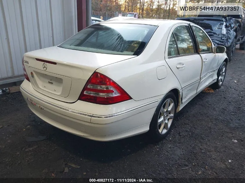 2007 Mercedes-Benz C 280 Luxury VIN: WDBRF54H47A937357 Lot: 40827172