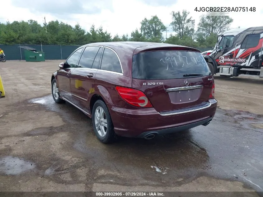 2008 Mercedes-Benz R 320 Cdi 4Matic VIN: 4JGCB22E28A075148 Lot: 39932905