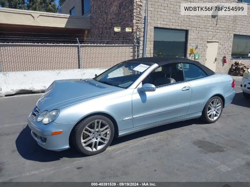 2008 Mercedes-Benz Clk 350 VIN: WDBTK56F78F254599 Lot: 40391539