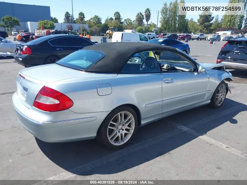 2008 Mercedes-Benz Clk 350 VIN: WDBTK56F78F254599 Lot: 40391539