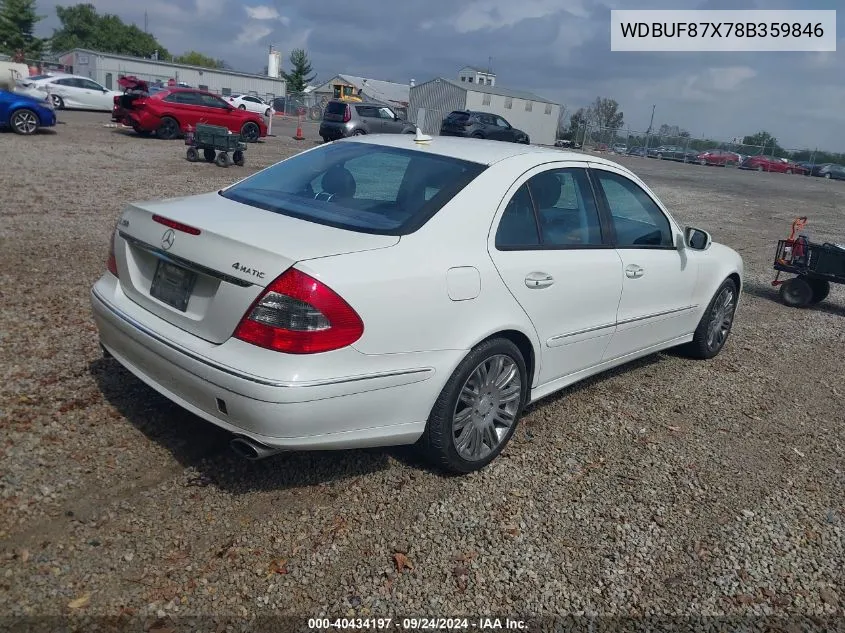 2008 Mercedes-Benz E 350 4Matic VIN: WDBUF87X78B359846 Lot: 40434197