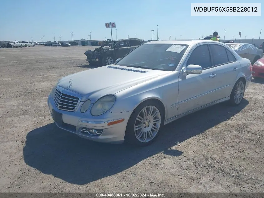 2008 Mercedes-Benz E 350 VIN: WDBUF56X58B228012 Lot: 40488061