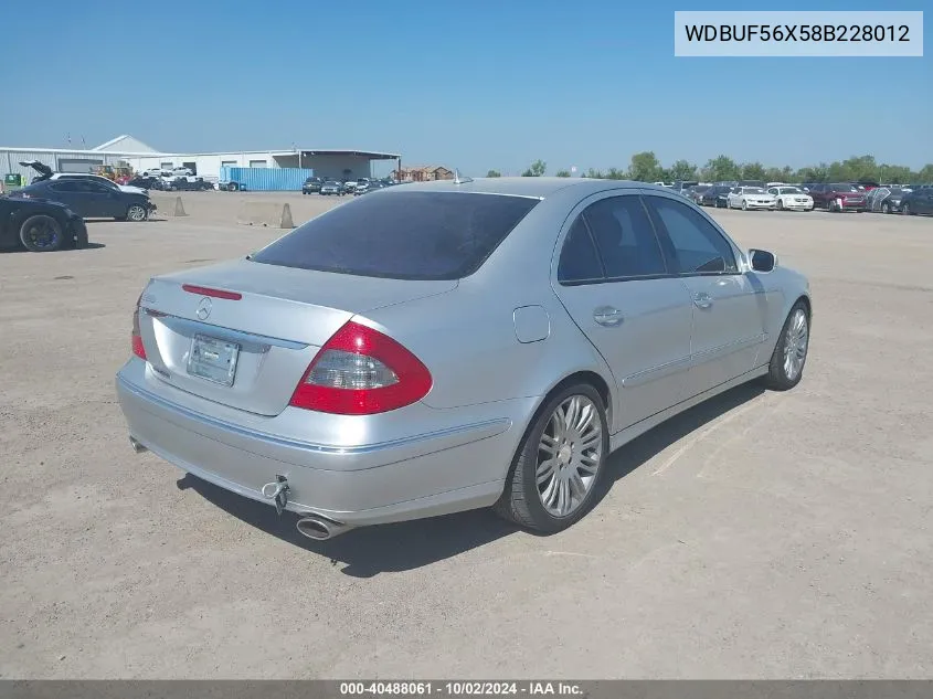 2008 Mercedes-Benz E 350 VIN: WDBUF56X58B228012 Lot: 40488061