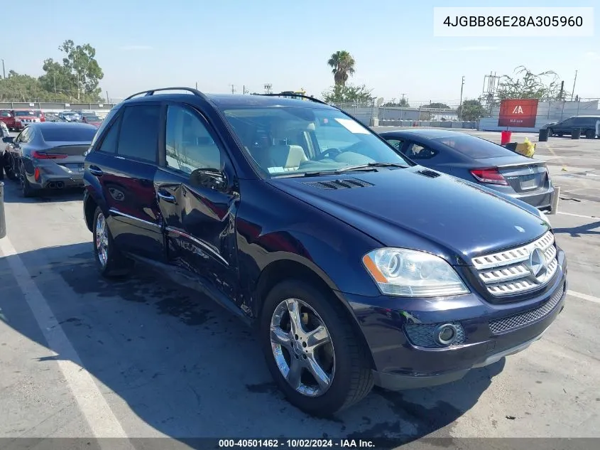 2008 Mercedes-Benz Ml 350 4Matic VIN: 4JGBB86E28A305960 Lot: 40501462