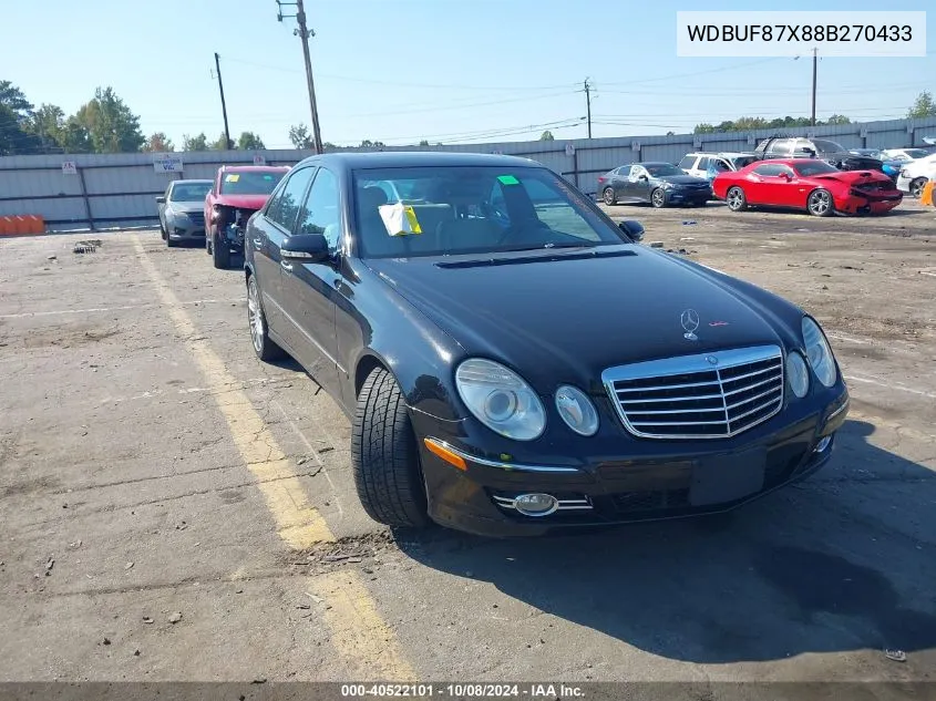 2008 Mercedes-Benz E 350 4Matic VIN: WDBUF87X88B270433 Lot: 40522101