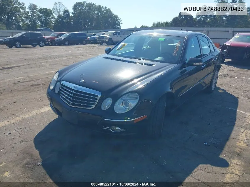 2008 Mercedes-Benz E 350 4Matic VIN: WDBUF87X88B270433 Lot: 40522101