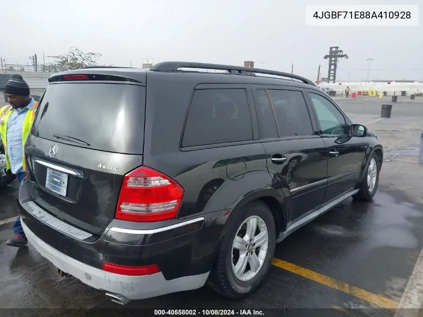 2008 Mercedes-Benz Gl 450 4Matic VIN: 4JGBF71E88A410928 Lot: 40558002