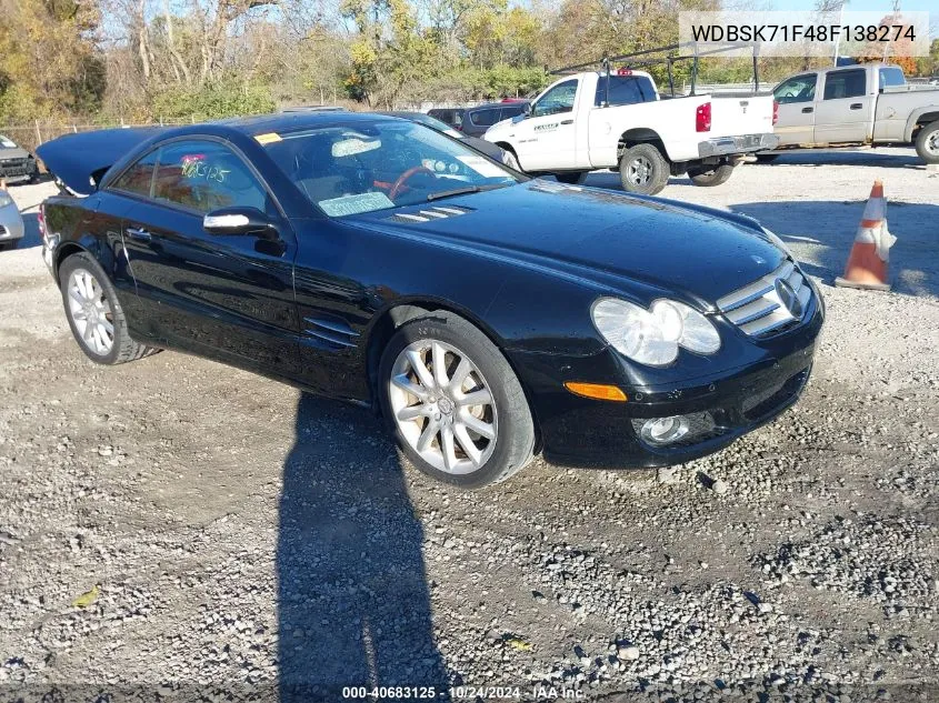 2008 Mercedes-Benz Sl 550 VIN: WDBSK71F48F138274 Lot: 40683125