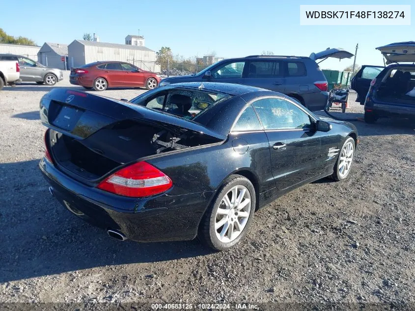 2008 Mercedes-Benz Sl 550 VIN: WDBSK71F48F138274 Lot: 40683125