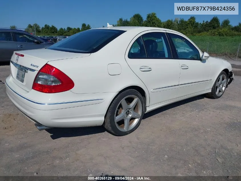 2009 Mercedes-Benz E 350 4Matic VIN: WDBUF87X79B424356 Lot: 40265129