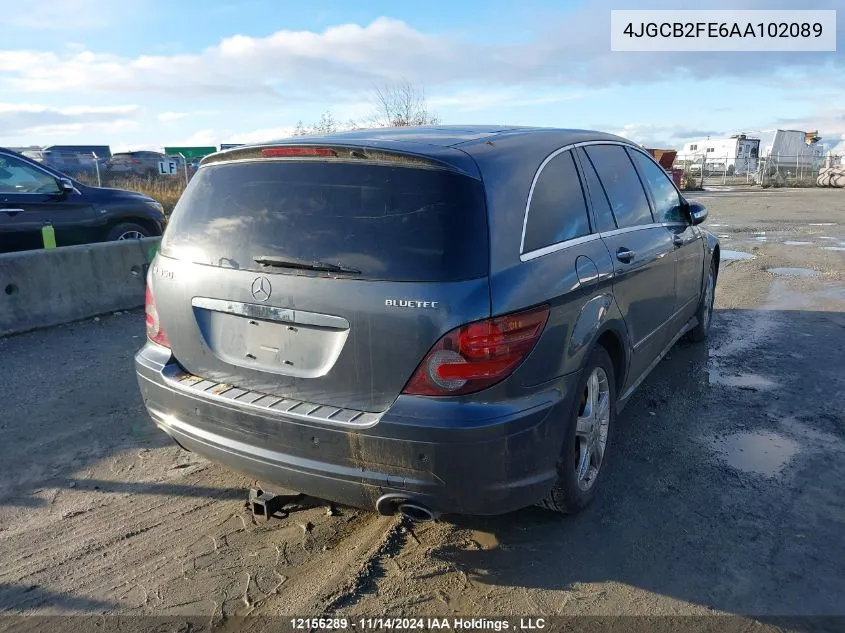 2010 Mercedes-Benz R 350 Bluetec VIN: 4JGCB2FE6AA102089 Lot: 12156289