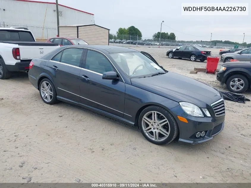 2010 Mercedes-Benz E 350 VIN: WDDHF5GB4AA226730 Lot: 40315910